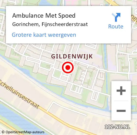 Locatie op kaart van de 112 melding: Ambulance Met Spoed Naar Gorinchem, Fijnscheerderstraat op 30 oktober 2024 20:42