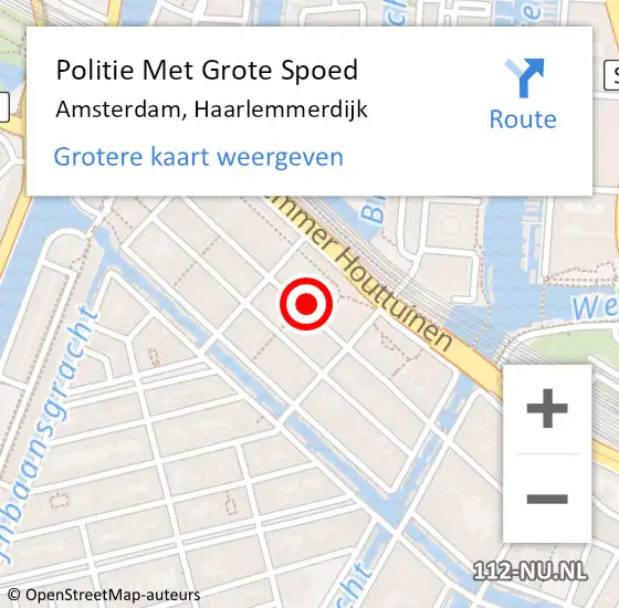 Locatie op kaart van de 112 melding: Politie Met Grote Spoed Naar Amsterdam, Haarlemmerdijk op 30 oktober 2024 20:43