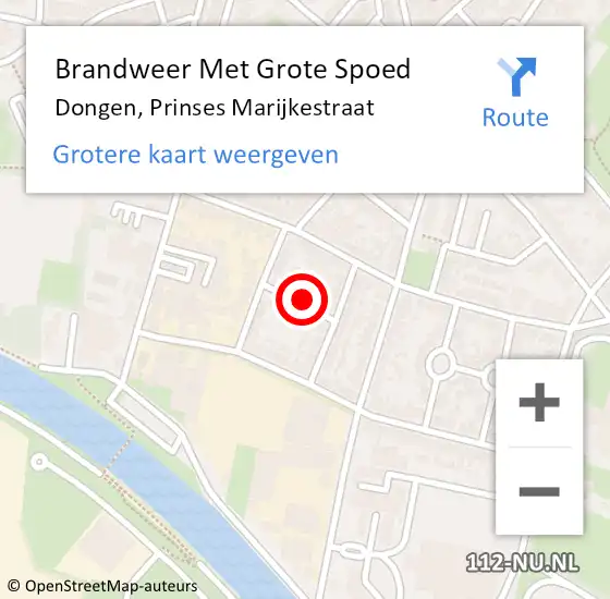 Locatie op kaart van de 112 melding: Brandweer Met Grote Spoed Naar Dongen, Prinses Marijkestraat op 30 oktober 2024 20:45