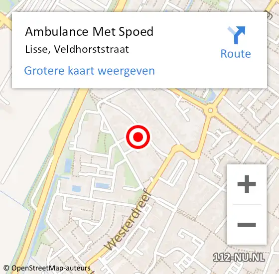 Locatie op kaart van de 112 melding: Ambulance Met Spoed Naar Lisse, Veldhorststraat op 30 oktober 2024 20:49