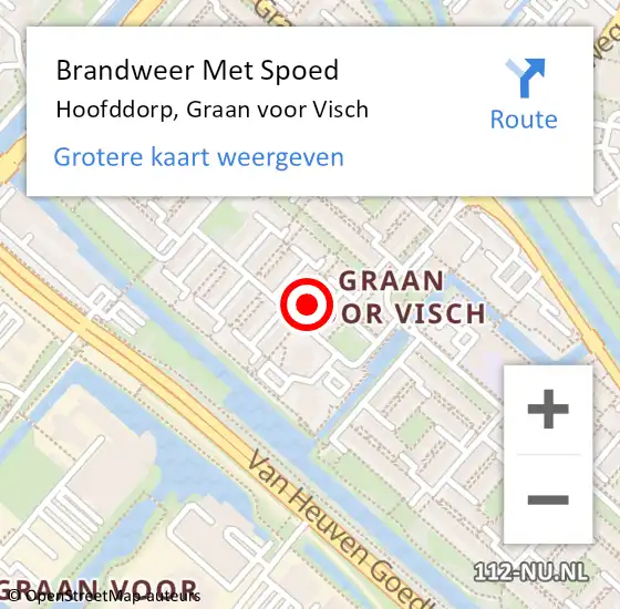 Locatie op kaart van de 112 melding: Brandweer Met Spoed Naar Hoofddorp, Graan voor Visch op 30 oktober 2024 20:54