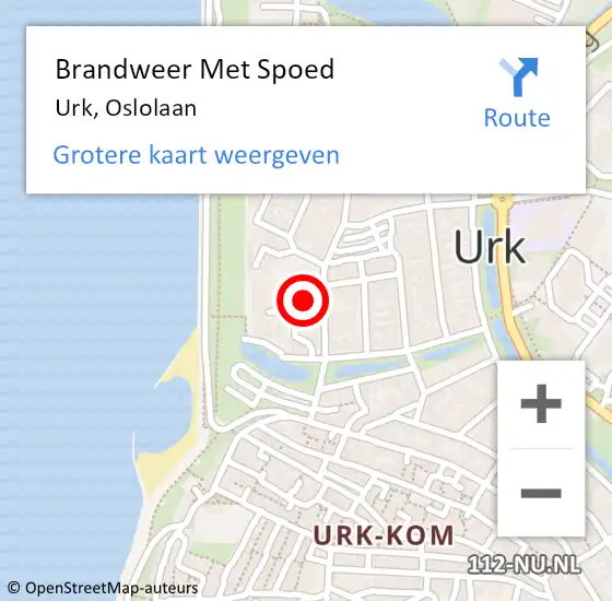 Locatie op kaart van de 112 melding: Brandweer Met Spoed Naar Urk, Oslolaan op 30 oktober 2024 20:57