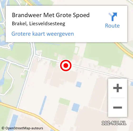 Locatie op kaart van de 112 melding: Brandweer Met Grote Spoed Naar Brakel, Liesveldsesteeg op 30 oktober 2024 21:31