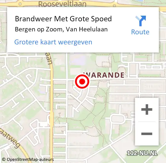 Locatie op kaart van de 112 melding: Brandweer Met Grote Spoed Naar Bergen op Zoom, Van Heelulaan op 30 oktober 2024 21:40