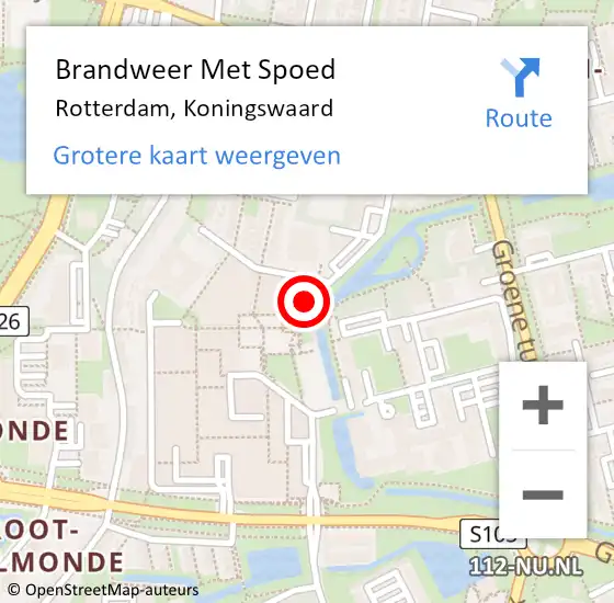 Locatie op kaart van de 112 melding: Brandweer Met Spoed Naar Rotterdam, Koningswaard op 30 oktober 2024 21:48