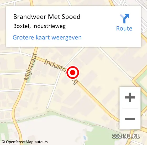 Locatie op kaart van de 112 melding: Brandweer Met Spoed Naar Boxtel, Industrieweg op 30 oktober 2024 22:04