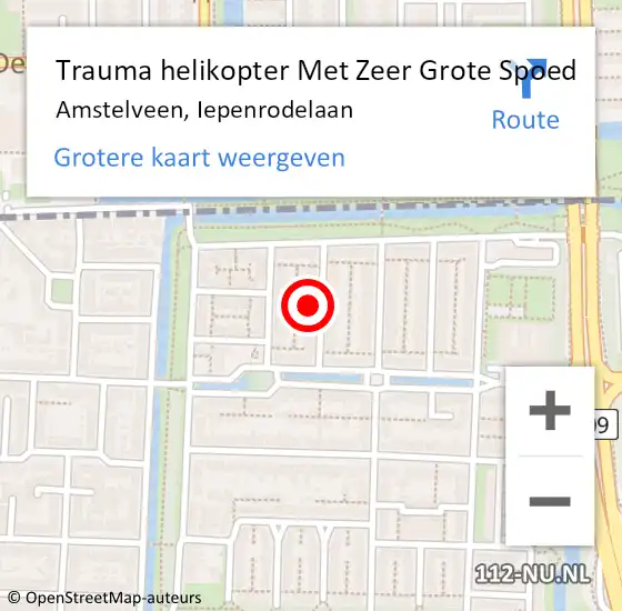 Locatie op kaart van de 112 melding: Trauma helikopter Met Zeer Grote Spoed Naar Amstelveen, Iepenrodelaan op 30 oktober 2024 22:06