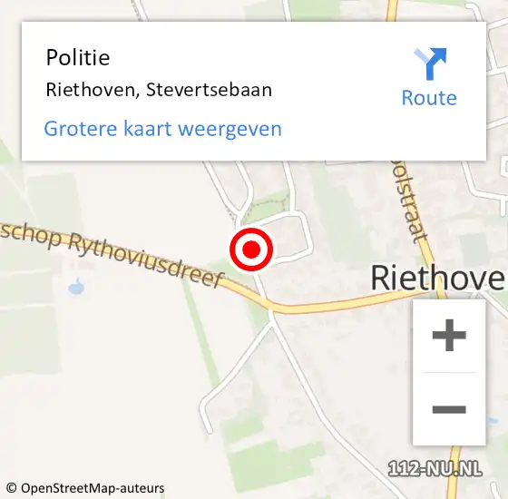 Locatie op kaart van de 112 melding: Politie Riethoven, Stevertsebaan op 30 oktober 2024 22:08