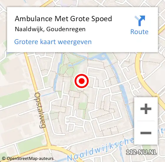 Locatie op kaart van de 112 melding: Ambulance Met Grote Spoed Naar Naaldwijk, Goudenregen op 30 oktober 2024 22:55