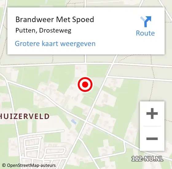 Locatie op kaart van de 112 melding: Brandweer Met Spoed Naar Putten, Drosteweg op 30 oktober 2024 22:57