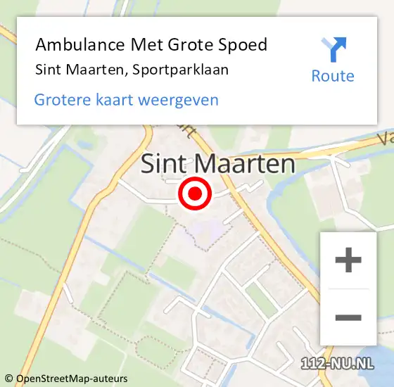 Locatie op kaart van de 112 melding: Ambulance Met Grote Spoed Naar Sint Maarten, Sportparklaan op 30 oktober 2024 23:03