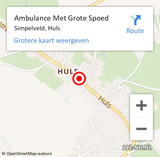 Locatie op kaart van de 112 melding: Ambulance Met Grote Spoed Naar Simpelveld, Huls op 25 oktober 2014 10:52