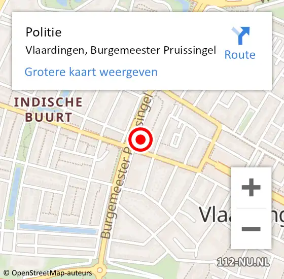 Locatie op kaart van de 112 melding: Politie Vlaardingen, Burgemeester Pruissingel op 30 oktober 2024 23:44