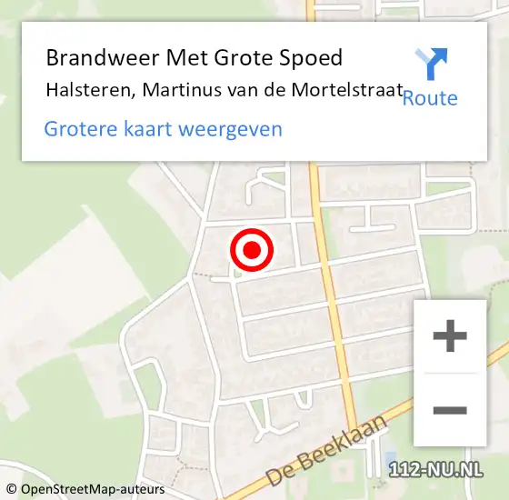 Locatie op kaart van de 112 melding: Brandweer Met Grote Spoed Naar Halsteren, Martinus van de Mortelstraat op 31 oktober 2024 00:12