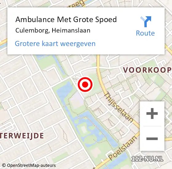 Locatie op kaart van de 112 melding: Ambulance Met Grote Spoed Naar Culemborg, Heimanslaan op 25 oktober 2014 10:54