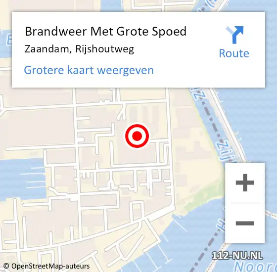 Locatie op kaart van de 112 melding: Brandweer Met Grote Spoed Naar Zaandam, Rijshoutweg op 31 oktober 2024 02:16