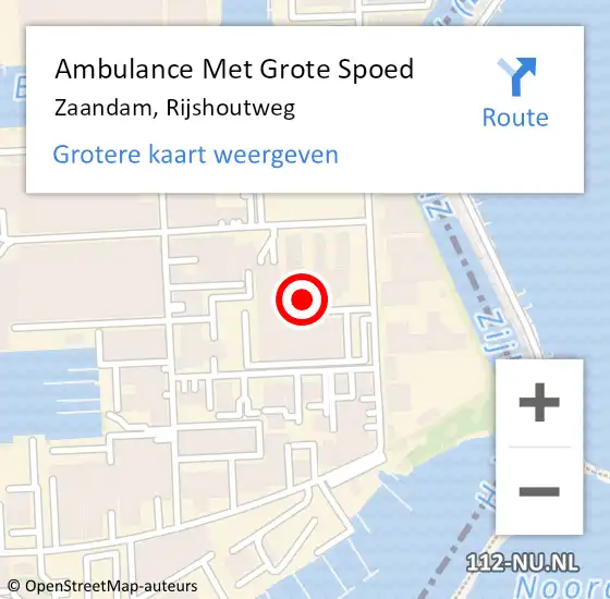 Locatie op kaart van de 112 melding: Ambulance Met Grote Spoed Naar Zaandam, Rijshoutweg op 31 oktober 2024 02:23