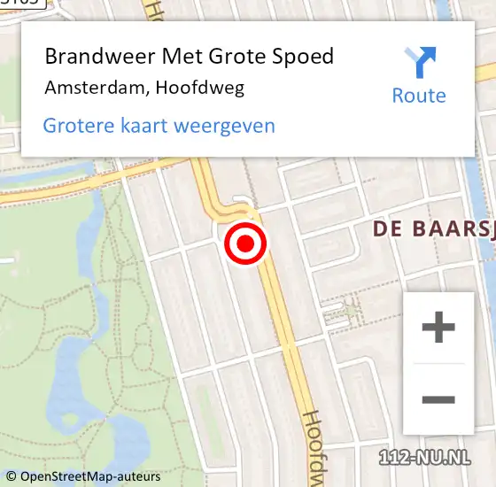 Locatie op kaart van de 112 melding: Brandweer Met Grote Spoed Naar Amsterdam, Hoofdweg op 31 oktober 2024 03:09