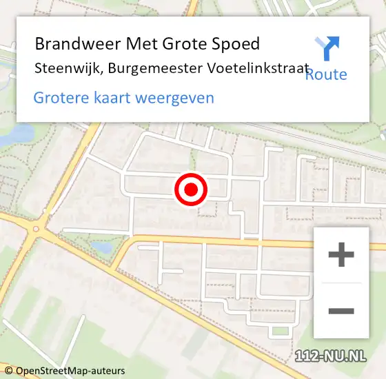 Locatie op kaart van de 112 melding: Brandweer Met Grote Spoed Naar Steenwijk, Burgemeester Voetelinkstraat op 31 oktober 2024 04:16