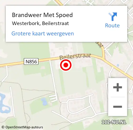 Locatie op kaart van de 112 melding: Brandweer Met Spoed Naar Westerbork, Beilerstraat op 31 oktober 2024 04:29