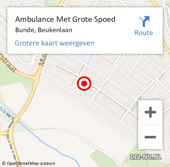 Locatie op kaart van de 112 melding: Ambulance Met Grote Spoed Naar Bunde, Beukenlaan op 25 oktober 2014 11:03