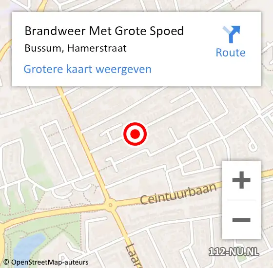 Locatie op kaart van de 112 melding: Brandweer Met Grote Spoed Naar Bussum, Hamerstraat op 31 oktober 2024 06:20