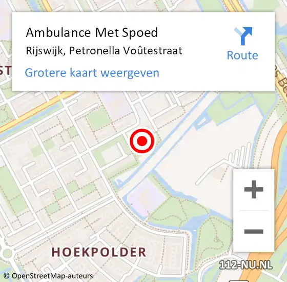 Locatie op kaart van de 112 melding: Ambulance Met Spoed Naar Rijswijk, Petronella Voûtestraat op 31 oktober 2024 06:26