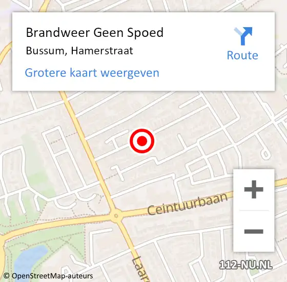 Locatie op kaart van de 112 melding: Brandweer Geen Spoed Naar Bussum, Hamerstraat op 31 oktober 2024 06:27