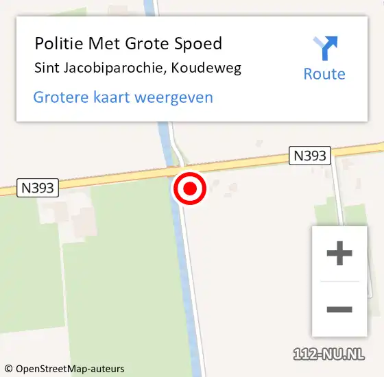 Locatie op kaart van de 112 melding: Politie Met Grote Spoed Naar Sint Jacobiparochie, Koudeweg op 31 oktober 2024 06:47