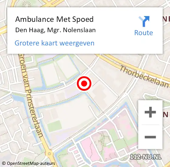 Locatie op kaart van de 112 melding: Ambulance Met Spoed Naar Den Haag, Mgr. Nolenslaan op 31 oktober 2024 07:02