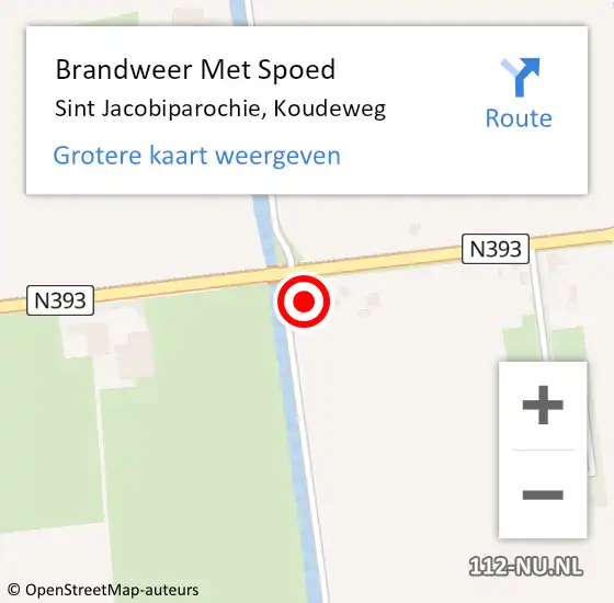 Locatie op kaart van de 112 melding: Brandweer Met Spoed Naar Sint Jacobiparochie, Koudeweg op 31 oktober 2024 07:18