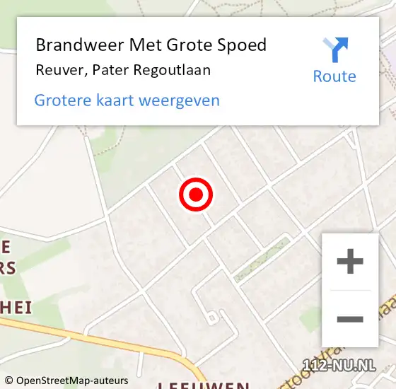 Locatie op kaart van de 112 melding: Brandweer Met Grote Spoed Naar Reuver, Pater Regoutlaan op 31 oktober 2024 07:32