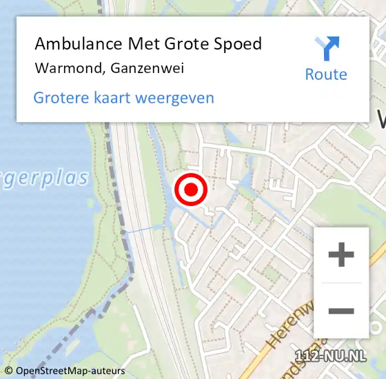 Locatie op kaart van de 112 melding: Ambulance Met Grote Spoed Naar Warmond, Ganzenwei op 31 oktober 2024 07:57