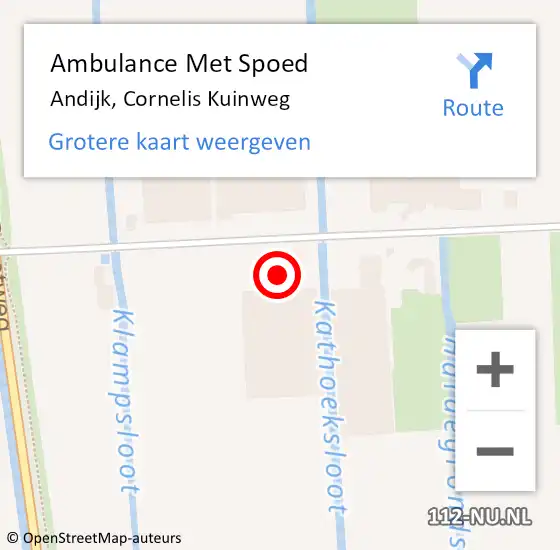 Locatie op kaart van de 112 melding: Ambulance Met Spoed Naar Andijk, Cornelis Kuinweg op 31 oktober 2024 08:21