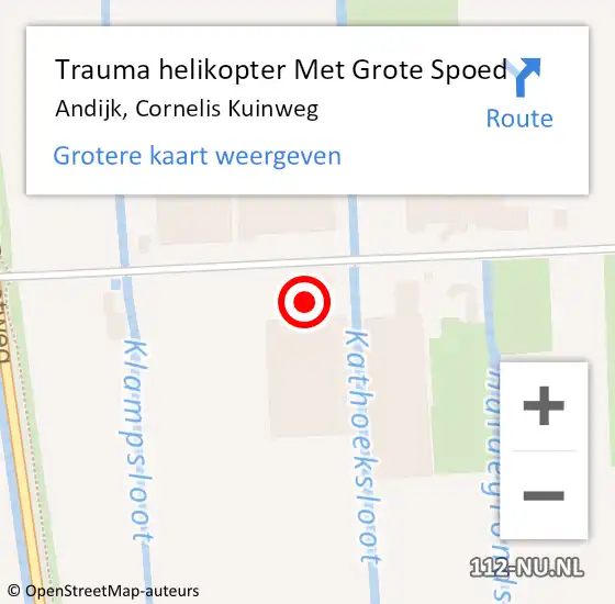 Locatie op kaart van de 112 melding: Trauma helikopter Met Grote Spoed Naar Andijk, Cornelis Kuinweg op 31 oktober 2024 08:24