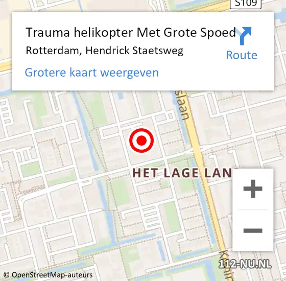 Locatie op kaart van de 112 melding: Trauma helikopter Met Grote Spoed Naar Rotterdam, Hendrick Staetsweg op 31 oktober 2024 08:53