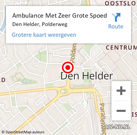 Locatie op kaart van de 112 melding: Ambulance Met Zeer Grote Spoed Naar Den Helder, Polderweg op 31 oktober 2024 09:02