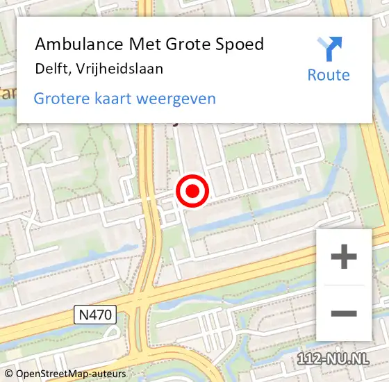 Locatie op kaart van de 112 melding: Ambulance Met Grote Spoed Naar Delft, Vrijheidslaan op 31 oktober 2024 09:09