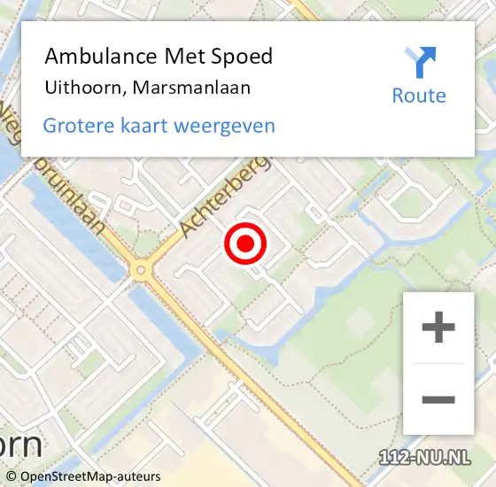 Locatie op kaart van de 112 melding: Ambulance Met Spoed Naar Uithoorn, Marsmanlaan op 31 oktober 2024 09:10