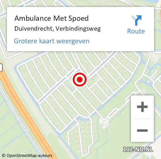 Locatie op kaart van de 112 melding: Ambulance Met Spoed Naar Duivendrecht, Verbindingsweg op 31 oktober 2024 09:12