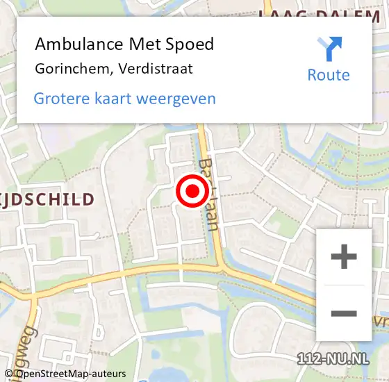 Locatie op kaart van de 112 melding: Ambulance Met Spoed Naar Gorinchem, Verdistraat op 31 oktober 2024 09:13