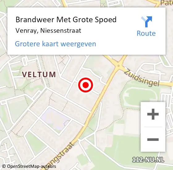 Locatie op kaart van de 112 melding: Brandweer Met Grote Spoed Naar Venray, Niessenstraat op 31 oktober 2024 09:14