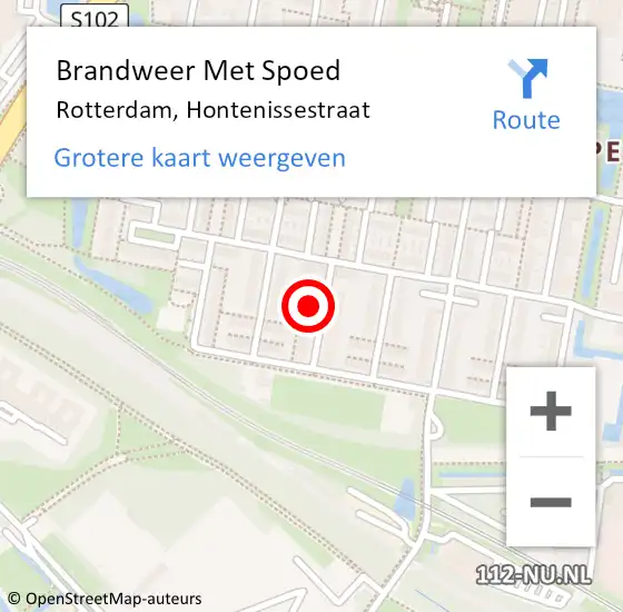 Locatie op kaart van de 112 melding: Brandweer Met Spoed Naar Rotterdam, Hontenissestraat op 31 oktober 2024 09:53