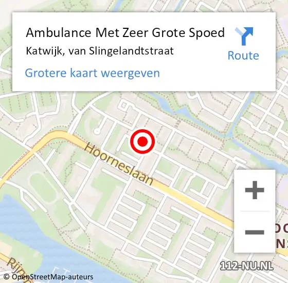 Locatie op kaart van de 112 melding: Ambulance Met Zeer Grote Spoed Naar Katwijk, van Slingelandtstraat op 31 oktober 2024 10:02