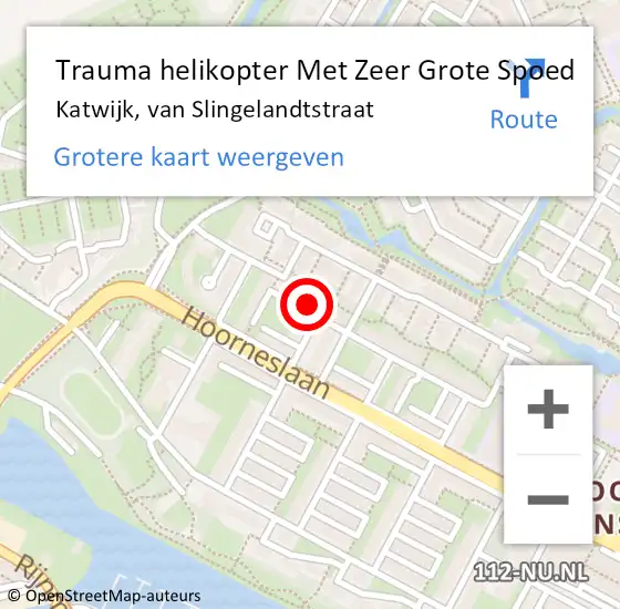 Locatie op kaart van de 112 melding: Trauma helikopter Met Zeer Grote Spoed Naar Katwijk, van Slingelandtstraat op 31 oktober 2024 10:02