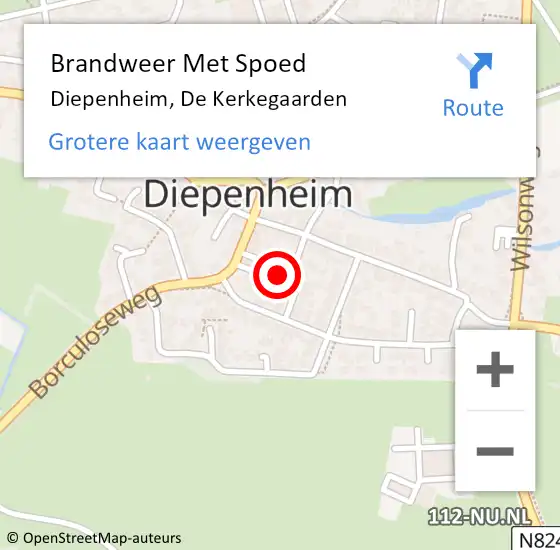 Locatie op kaart van de 112 melding: Brandweer Met Spoed Naar Diepenheim, De Kerkegaarden op 31 oktober 2024 10:05