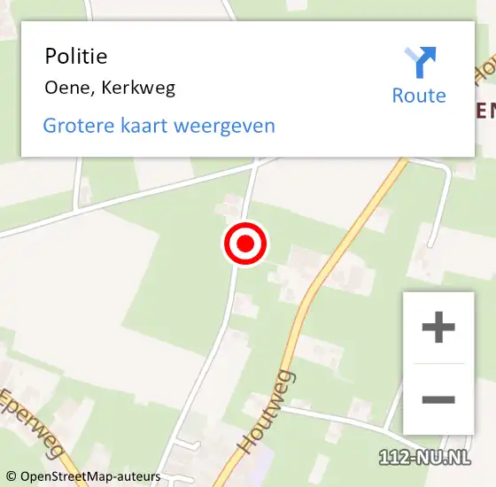 Locatie op kaart van de 112 melding: Politie Oene, Kerkweg op 31 oktober 2024 10:21