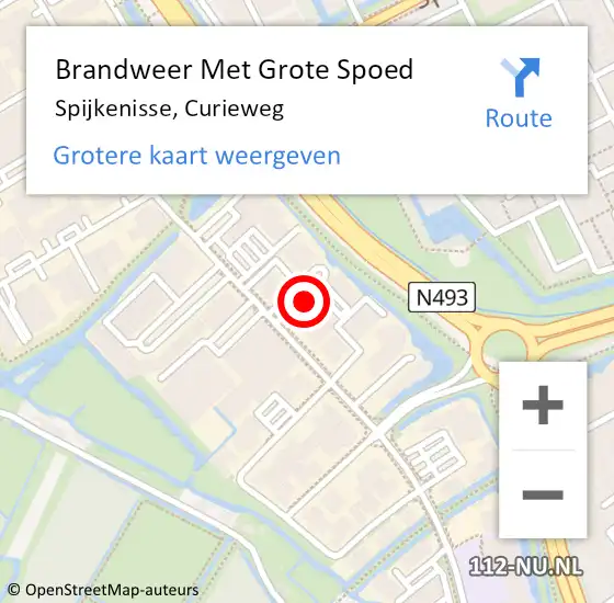 Locatie op kaart van de 112 melding: Brandweer Met Grote Spoed Naar Spijkenisse, Curieweg op 31 oktober 2024 10:23