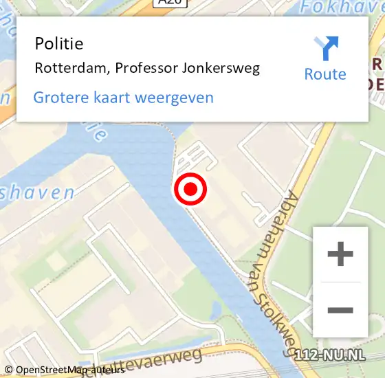 Locatie op kaart van de 112 melding: Politie Rotterdam, Professor Jonkersweg op 31 oktober 2024 10:30