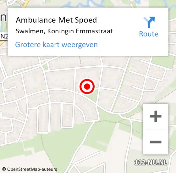 Locatie op kaart van de 112 melding: Ambulance Met Spoed Naar Swalmen, Koningin Emmastraat op 31 oktober 2024 10:48